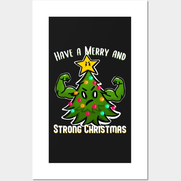 Christmas Tree with Muscles Strong Christmas for bodybuilder Wall Art by SusanaDesigns